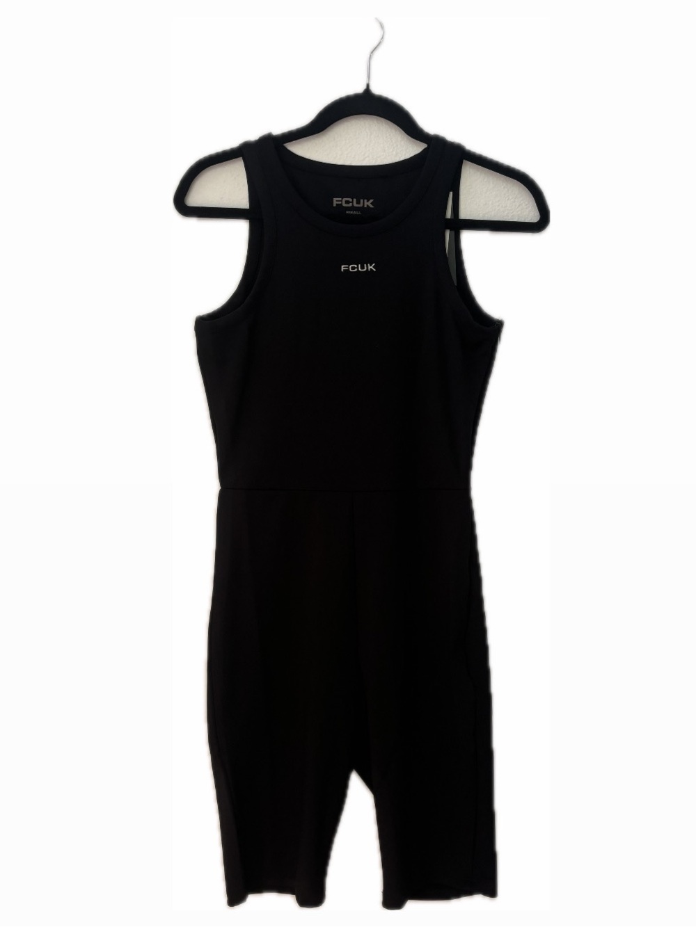 FCUK WOMEN S JERSEY PLAYSUIT BLACK SLEEVELESS SCOOP NECK ONE-PIECE 7UAZA